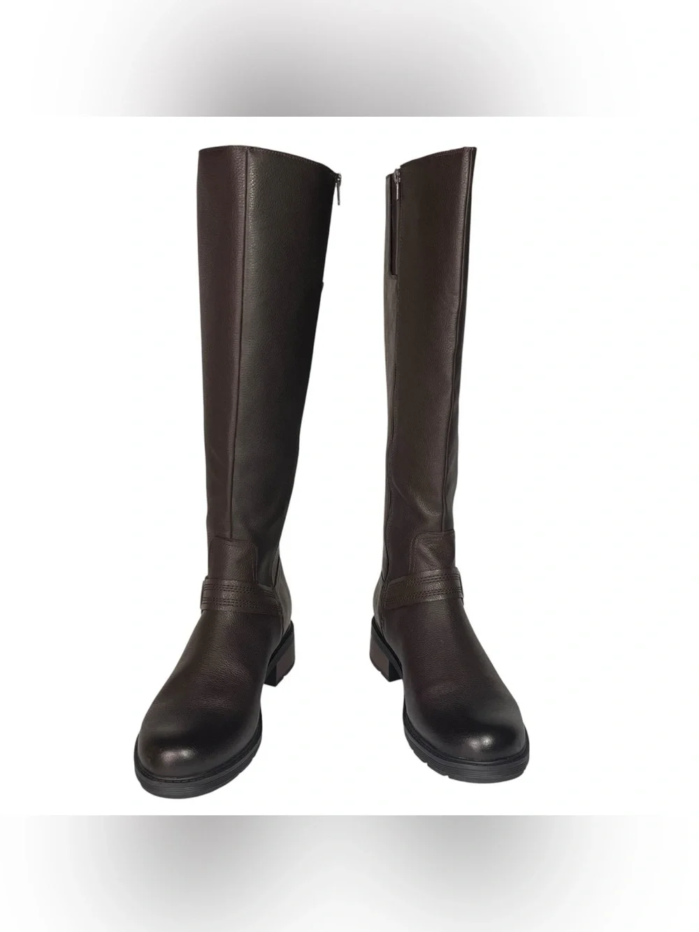 Clarks Hearth Rae Harness Buckled Strap Knee-High Leather Riding Boots